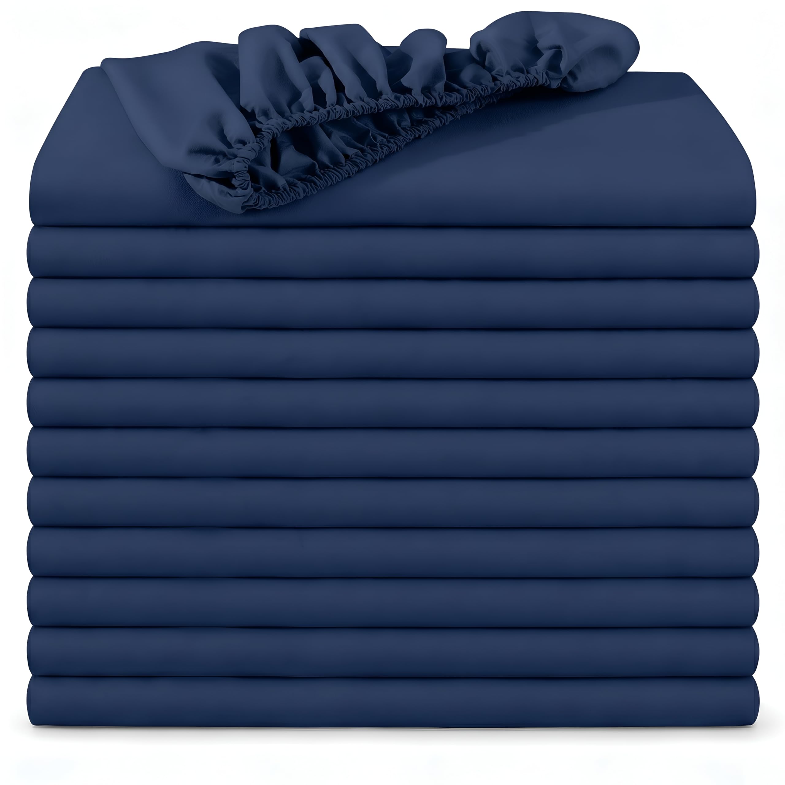 BedLooms Fitted Sheets King Size 12 Pack – Navy (152x200cm) up to 25cm Deep Bed Sheets — image 1