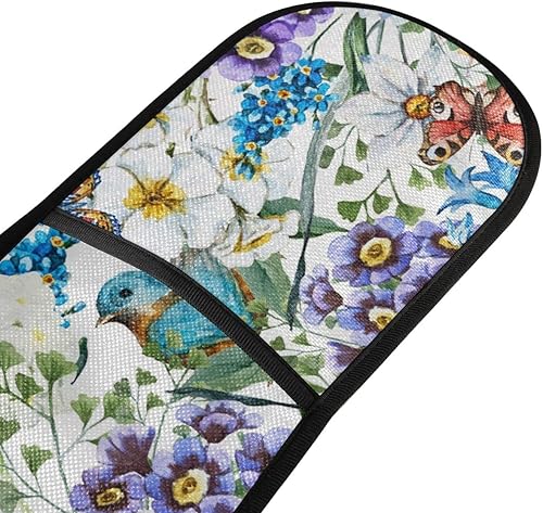 Miniatura 2 de Spring Bird Butterfly Floral - Guantes de cocina dobles resistentes al calor, antideslizantes, extra largos, 7 x 35 pulgadas, para cocinar, hornear,