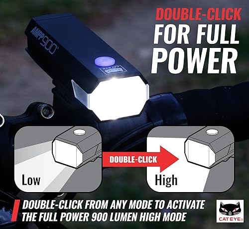 Miniatura 2 de CATEYE AMPP - Luz recargable USB para bicicleta: faro OptiCube™ súper brillante de alta visibilidad para viajeros, ciclistas de carretera y