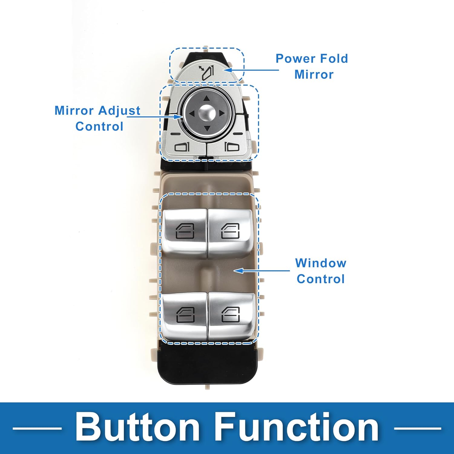 Power Window Switch for Mercedes-Benz E-Class W213 W238 No.2139055103 Window Control Switch ABS Beige Front Driver Side