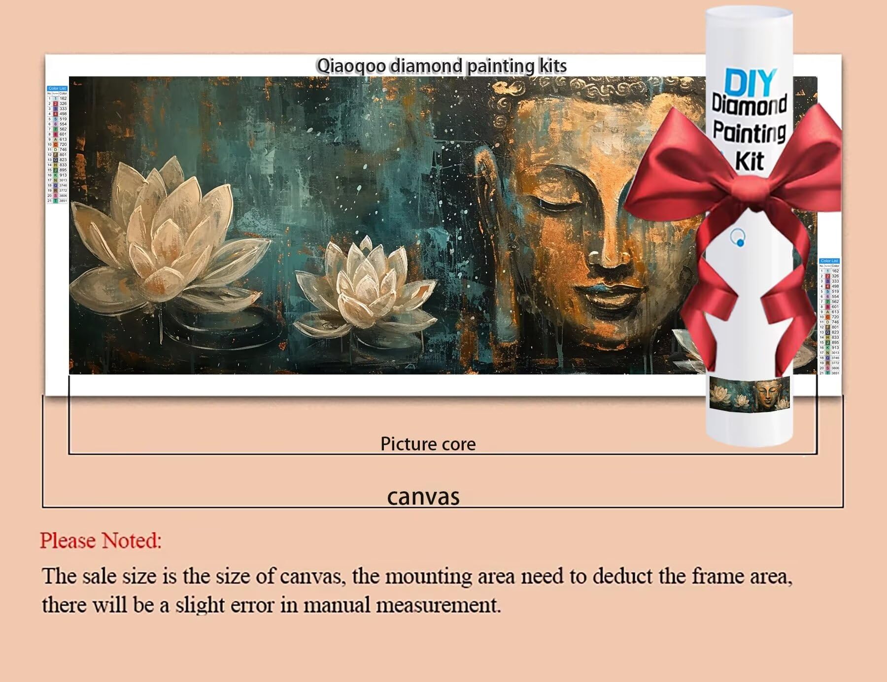 Qiaoqoo Zen Diamond Painting xxl 175x70cm, 5D DIY Diamant Painting Bilder Lotus Diamand Painting Kinder mit Diamond-Painting Zubehör, Groß Diamant kunst Basteln Erwachsene, Home Décor Malerei