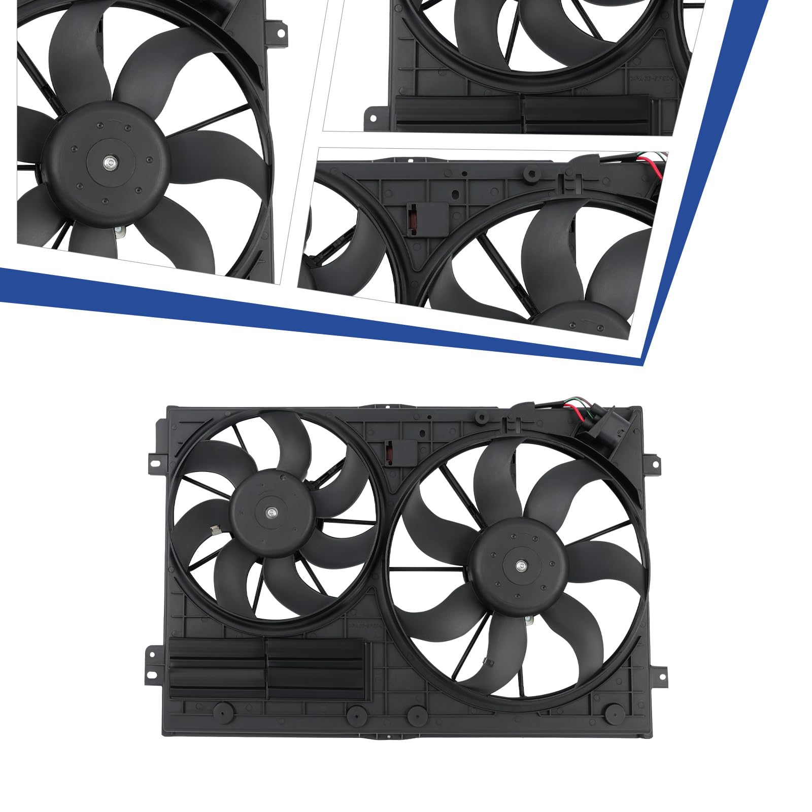 Ventola di raffreddamento 12 V 230 W a doppio ventilatore, motore in rame puro, ventola di ricambio diretta completa per Audi A3 VW Golf Jetta Passat Touran Skoda