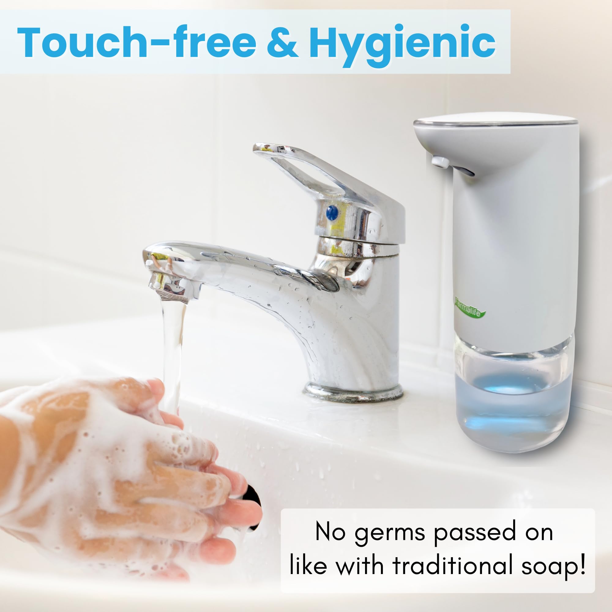 FERMALIFE Dispenser automatico di sapone in schiuma, ricaricabile tramite USB, senza contatto, ricaricabile, con pulsante di erogazione regolabile in schiuma, per cucina e bagno, 500 ml