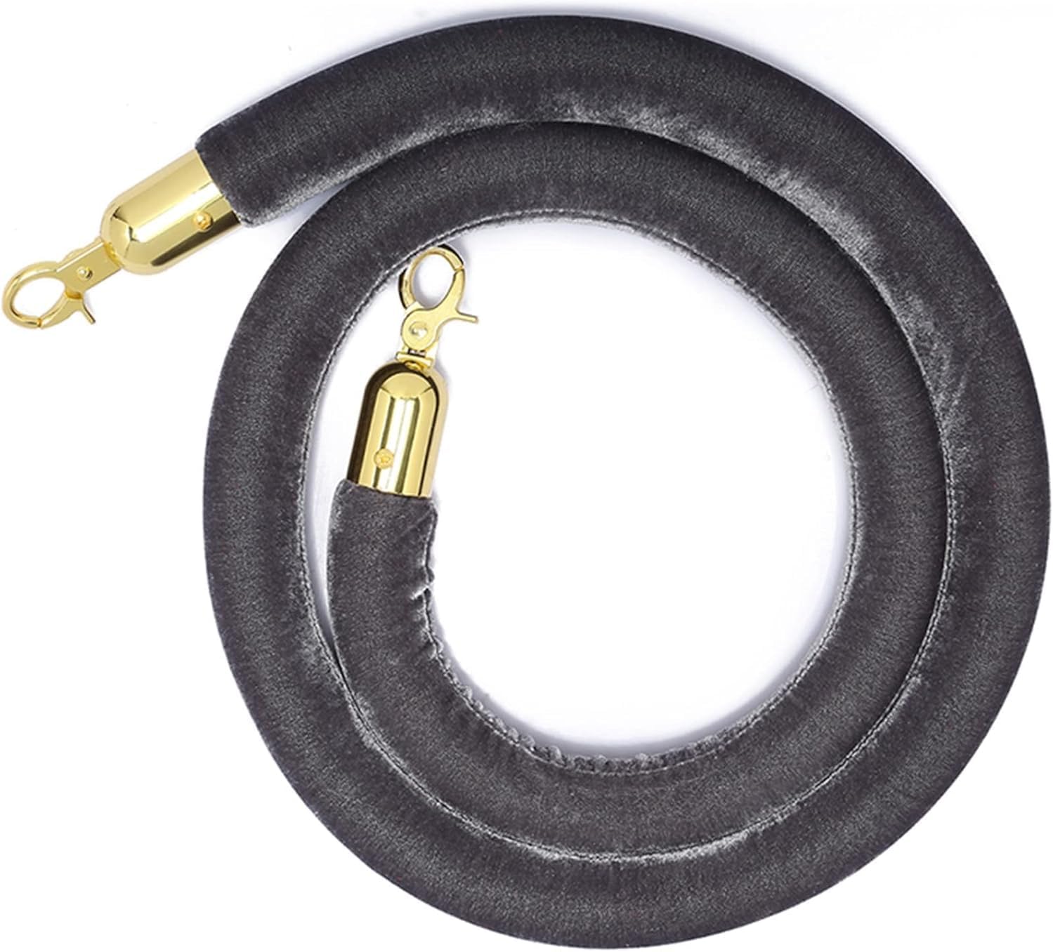 Premium Velvet Queue Rope with Polished Hooks, 3/4/5 Ft Crowd Control Barrier for Stanchions, Ideal for Theaters & Events (Grey, 0.9m/3ft)