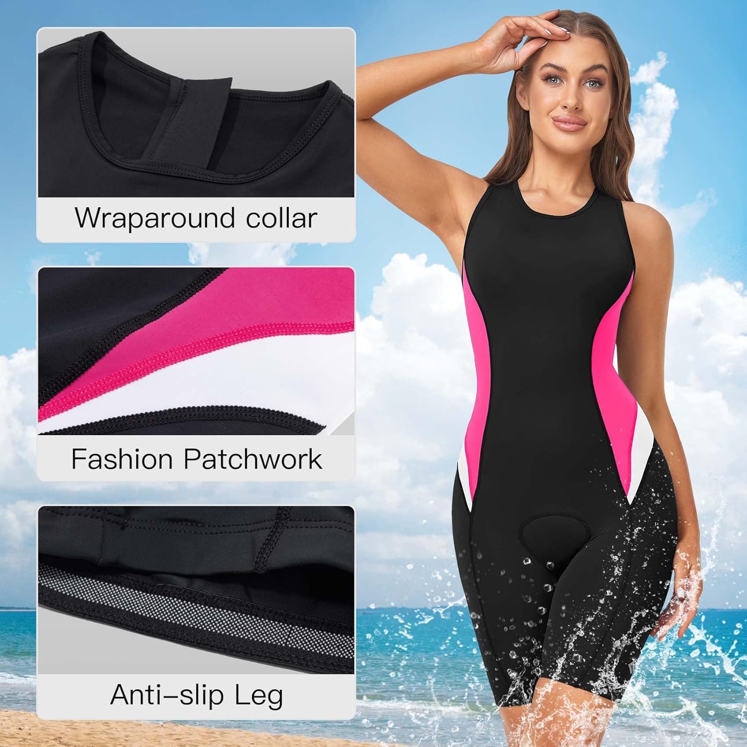 Women's Triathlon Suit One-Piece Sleeveless Tri-Suit Quick-Dry 3D Padded Athletic Swimsuits Slimming Cycling Running - Image 3