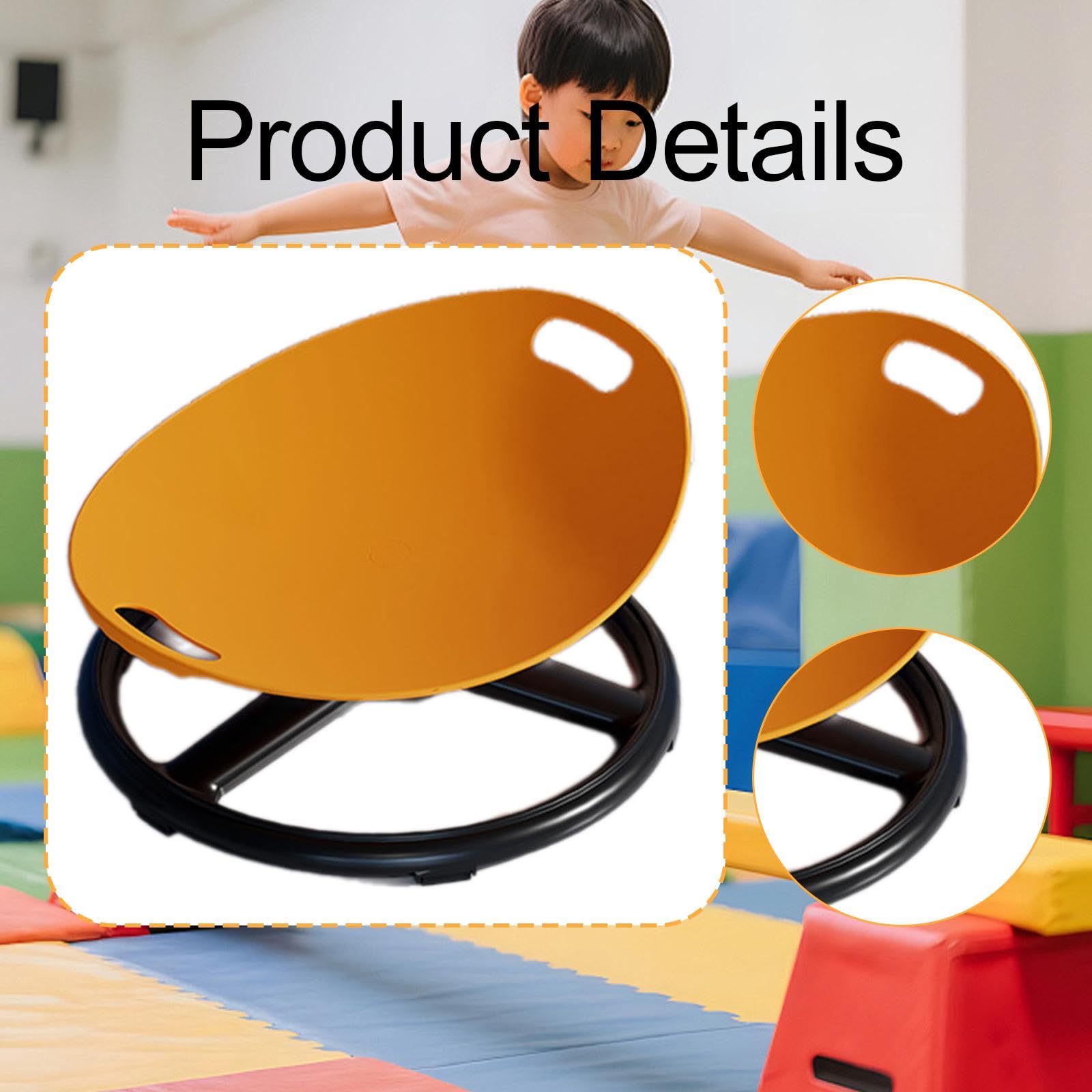 Drehstuhl für Kinder – Sensorisches Spielzeug, Stabil, Fördert Die Motorik, Rutschfester Drehsitz – Geschenk für Kinder (Jungen Und Mädchen), Orange