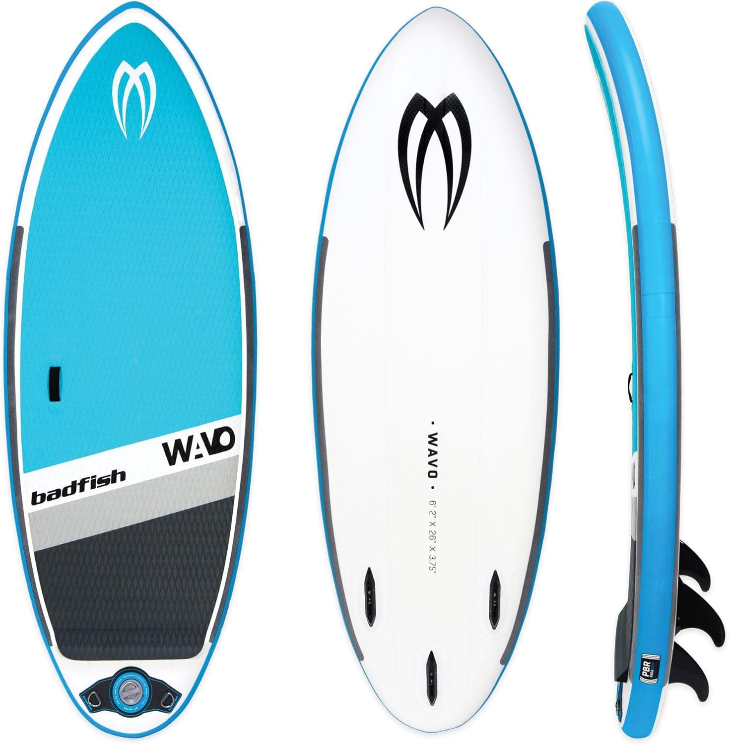 Badfish Wavo Inflatable Stand Up Paddle/Surf Board | Surfboard for River Surfing| SUP w/Backpack Travel Bag, Pump, Removable tri-fin