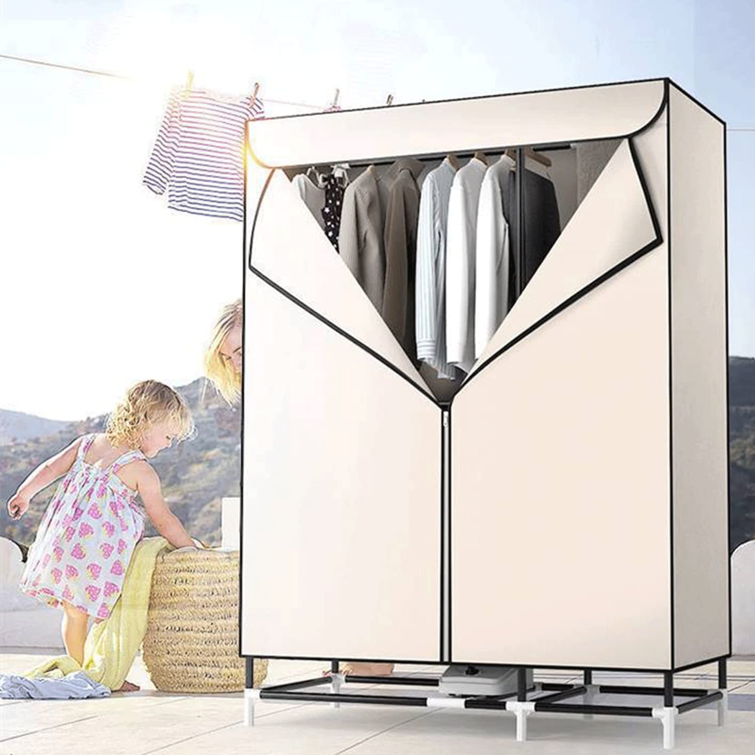 Asciugatrice elettrica portatile con disinfezione UV, capacità dell'asciugatrice a ventilazione 15 kg, temperatura, 180 minuti, 2 strati, multifunzionale: asciugatrice, armadio, asciugatrice ( Color :