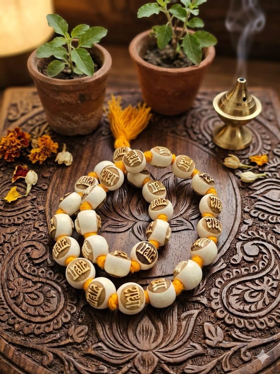 16mm Radha Naam Tulsi Mala 27 Beads Sumarni | Handcrafted Tulsi Japa Mala for Chanting, Meditation & Spiritual Worship | Devotional Mala for Krishna Bhakti & Naam Jaap-picture-29
