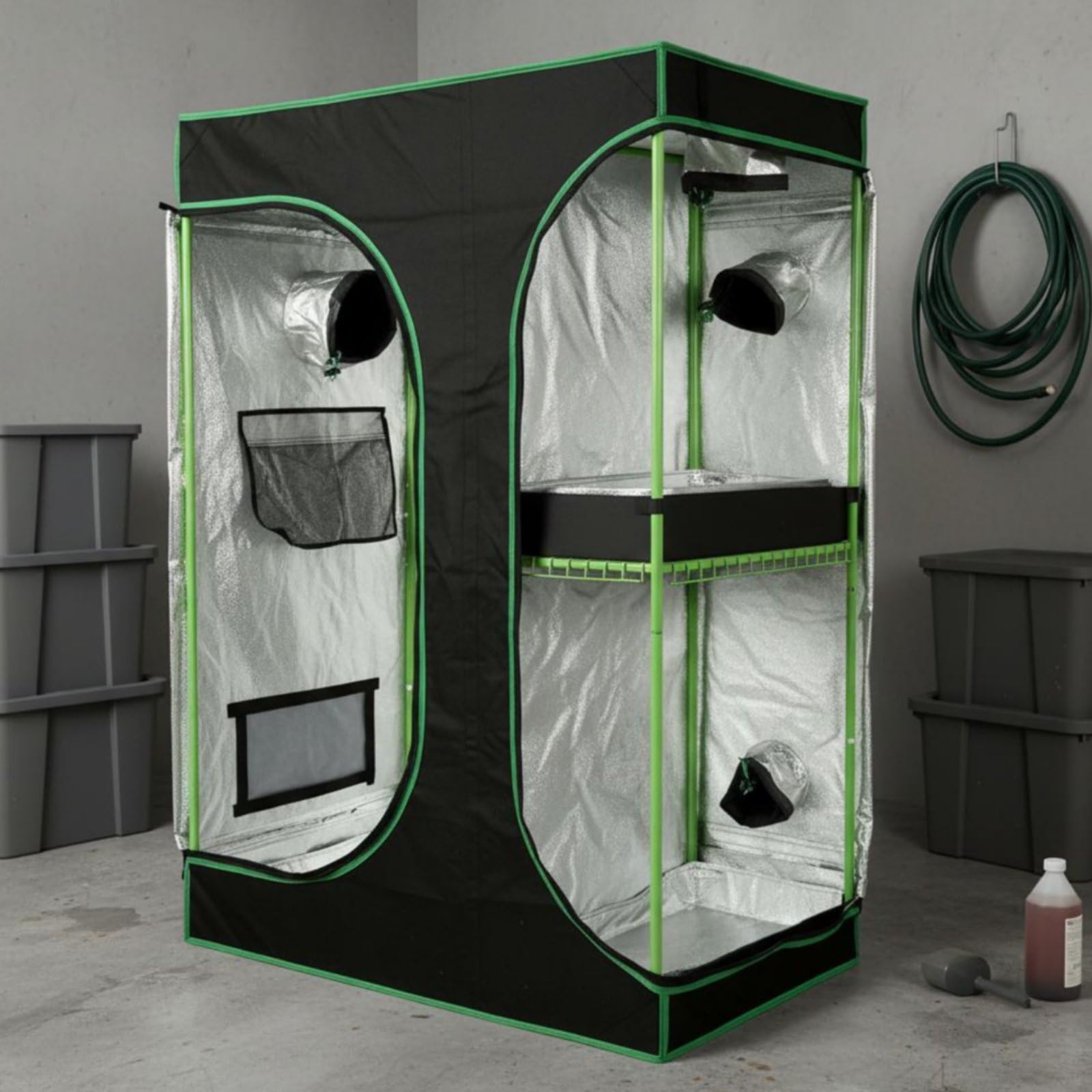 Tienda de cultivo para interiores, lona 600D, doble cámara, resistente a la luz, invernadero para sótano y garaje, 120 x 90 x 180 cm, adecuado para diversas necesidades de jardinería interior