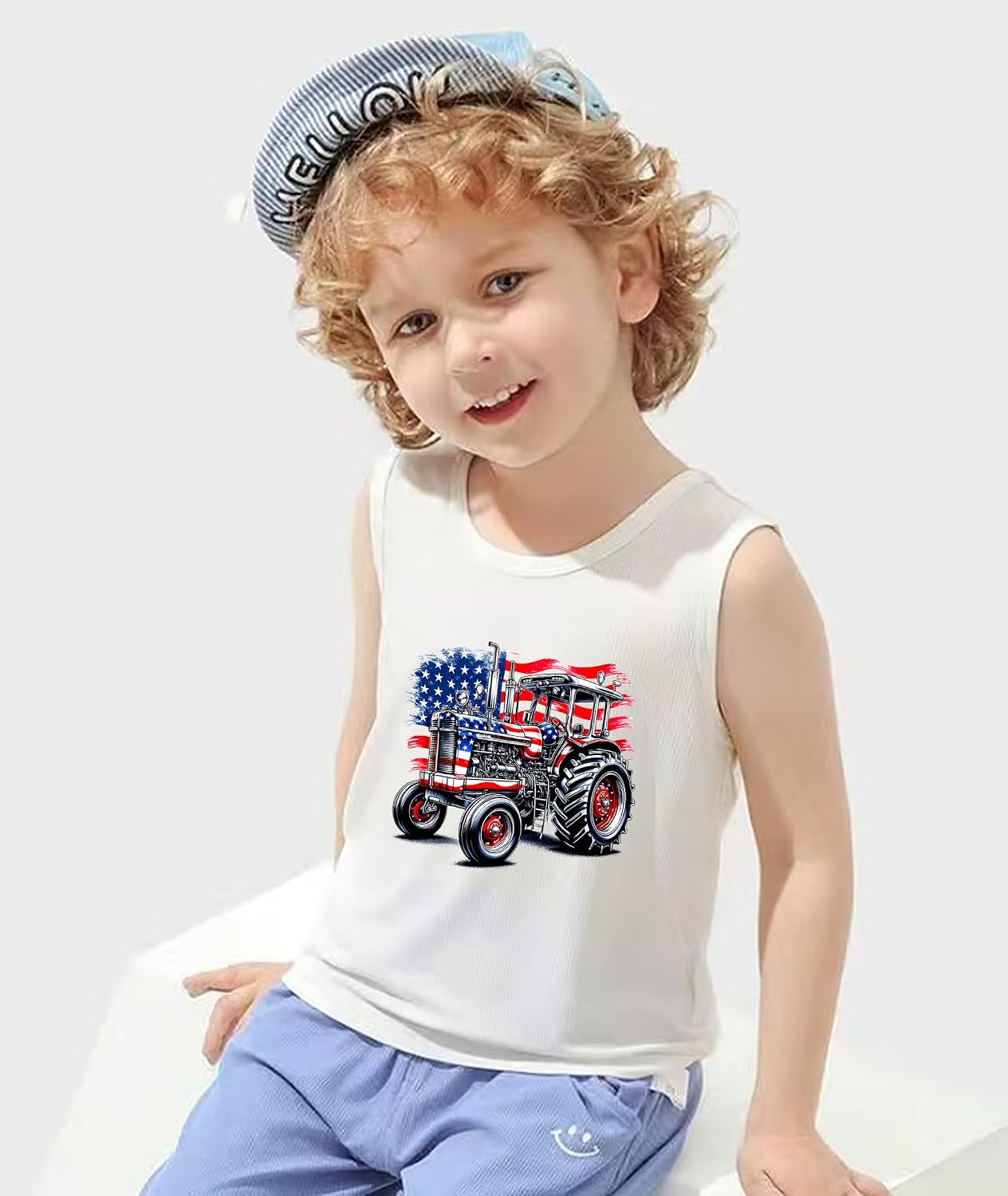 Boys Girls 4th of July Tank Tops Kids American Flag Patriotic Independence Day Shirts Sleeveless Cotton Tops 3-10T