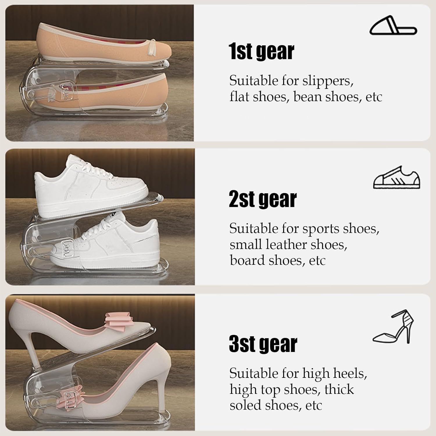 Brikipth Adjustable Height Shoe Organizer/Organiser/Shoe Shelf/Rack/Space Saver β Dual Layer Plastic Shoe Stand for Home, Closet & Entryway, Shoe Stand for Heels, Sneakers & Slippers (Pack Of 2) 3