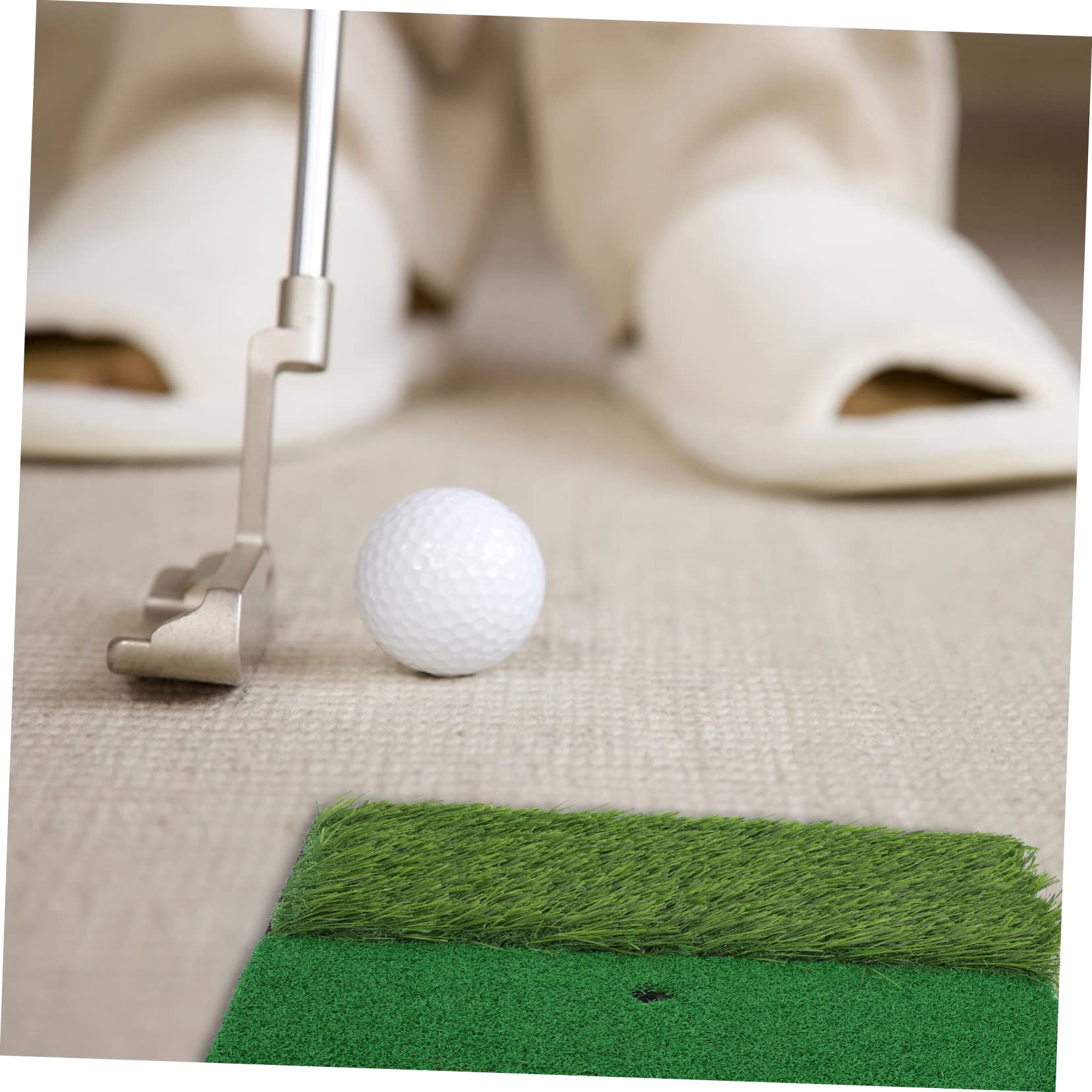 POPETPOP Practice Golf Mat Real Turf Swing Trainer Portable Golfing Hitting Mat for Yard or Home Use