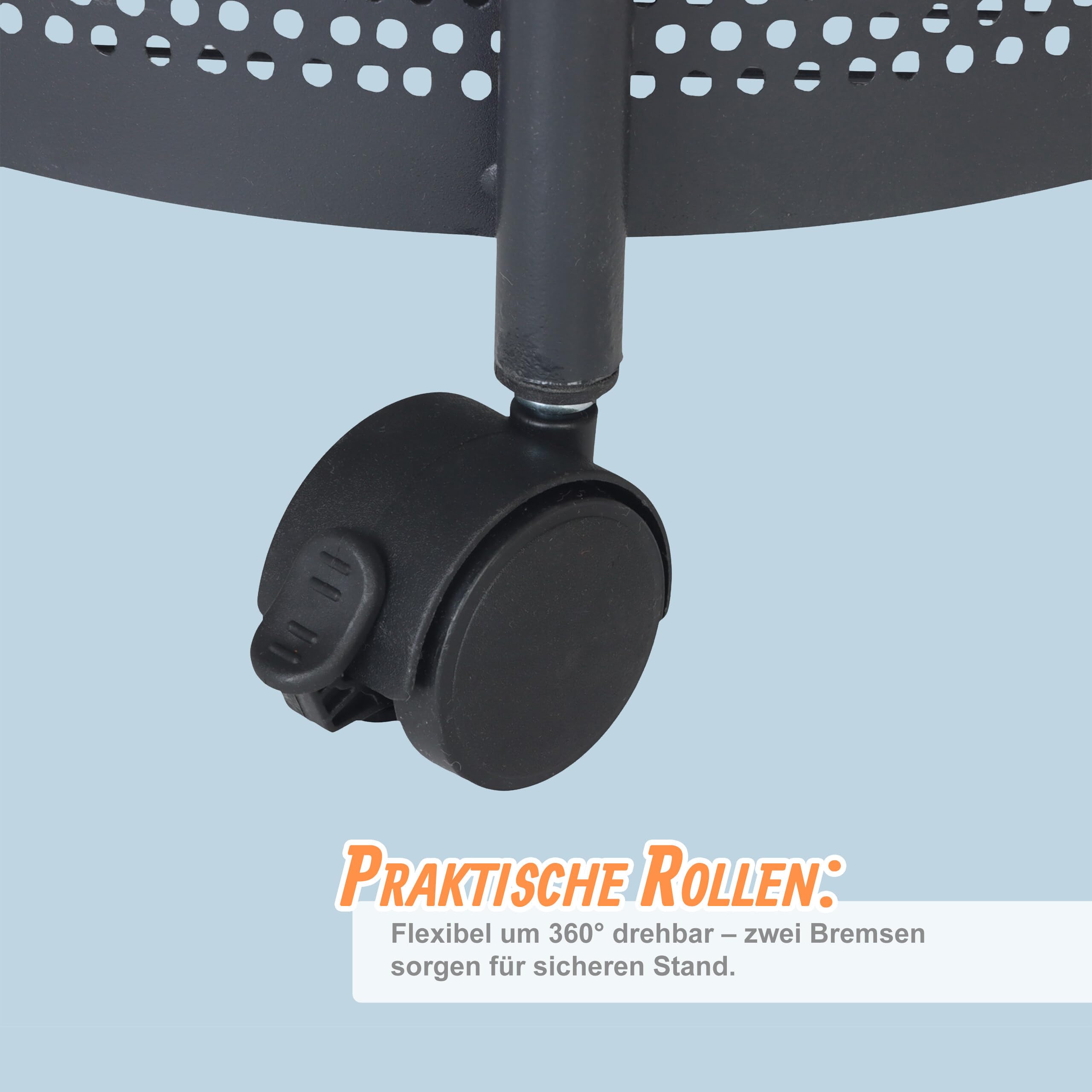 Relaxdays Küchenwagen, 4 drehbare Fächer, HxD: 75 x 34 cm, Metall, 2 Bremsen, Rollwagen Küche & Bad, Rollregal, schwarz