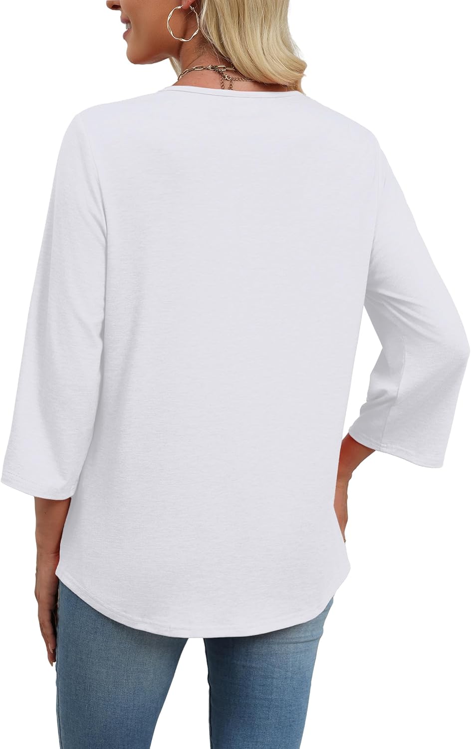 WIHOLL 3/4 Length Sleeve Womens Tops Boho V Neck Lace Shirt Trendy Blouses Dressy Casual Vacation Clothes S-3XL - Image 5