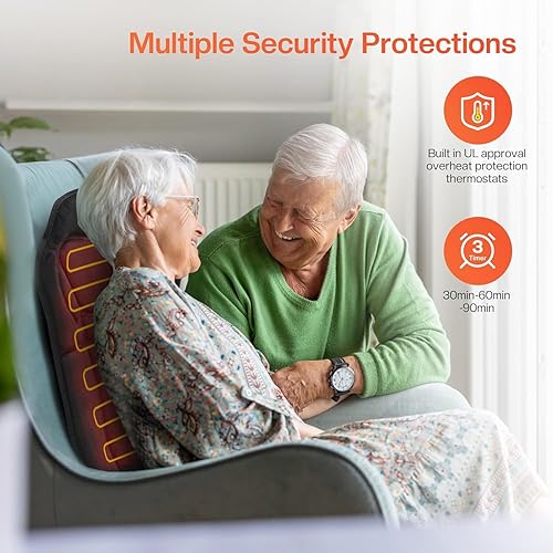 Miniatura 4 de Cojín para silla de masaje de espalda, cojín de asiento de masaje, masajeador de espalda con calor, 4 intensidades de vibración y 2 niveles de