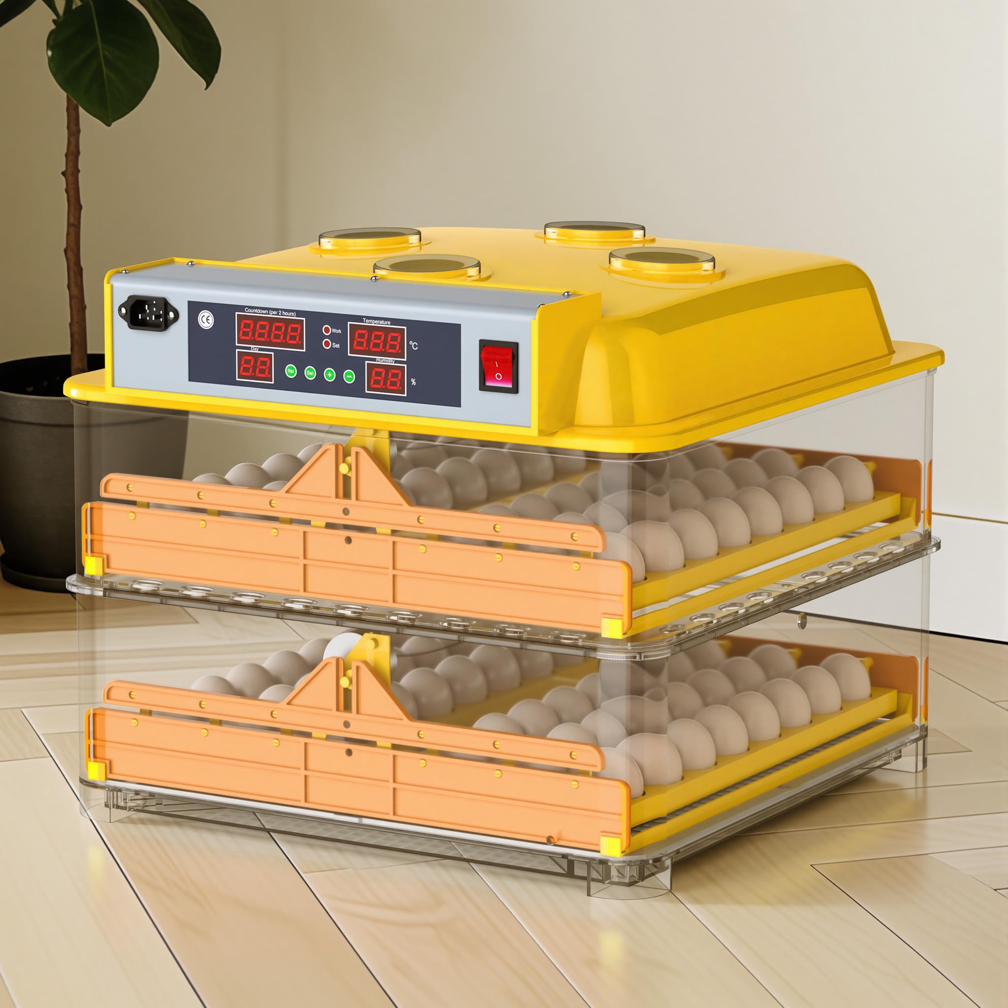 Wiltec Incubatrice automatica per 96 uova, con regolazione temperatura e umidità, Covatrice