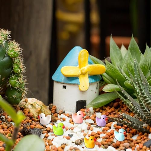 Miniatura 4 de Tiny Ducks - Juego de figuras de mini patos de resina, 100 piezas de bonitos adornos de pato pequeño, decoración de paisaje para acuario, casa de