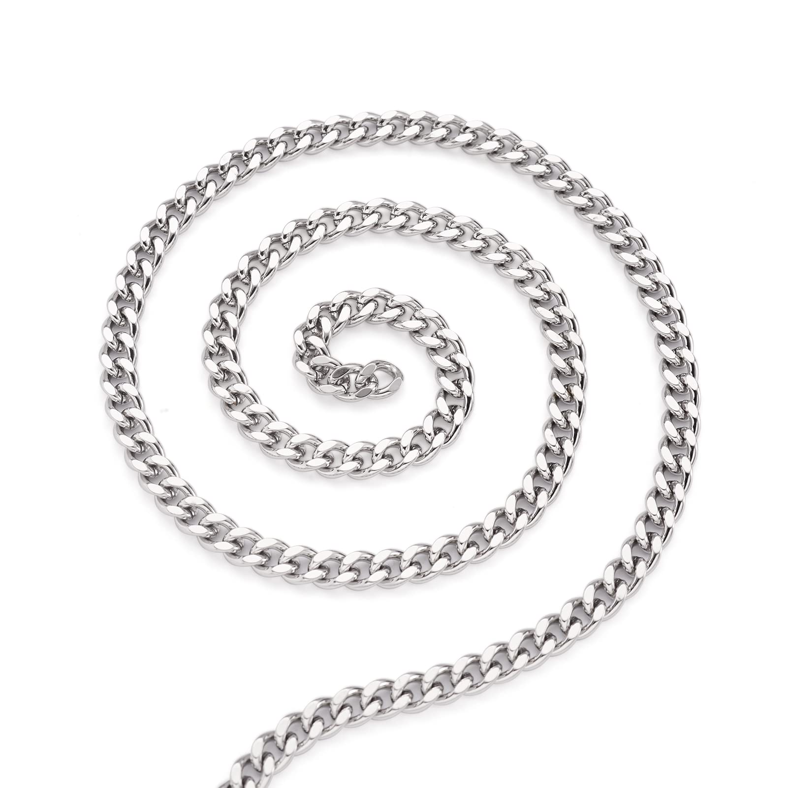 Cheriswelry 32.8 Feet Stainless Steel Cuban Chains 5mm Wide Punk Miami Curb Chains with Spool for DIY Hip Hop Jewellery Bracelets Necklaces Making — image 1