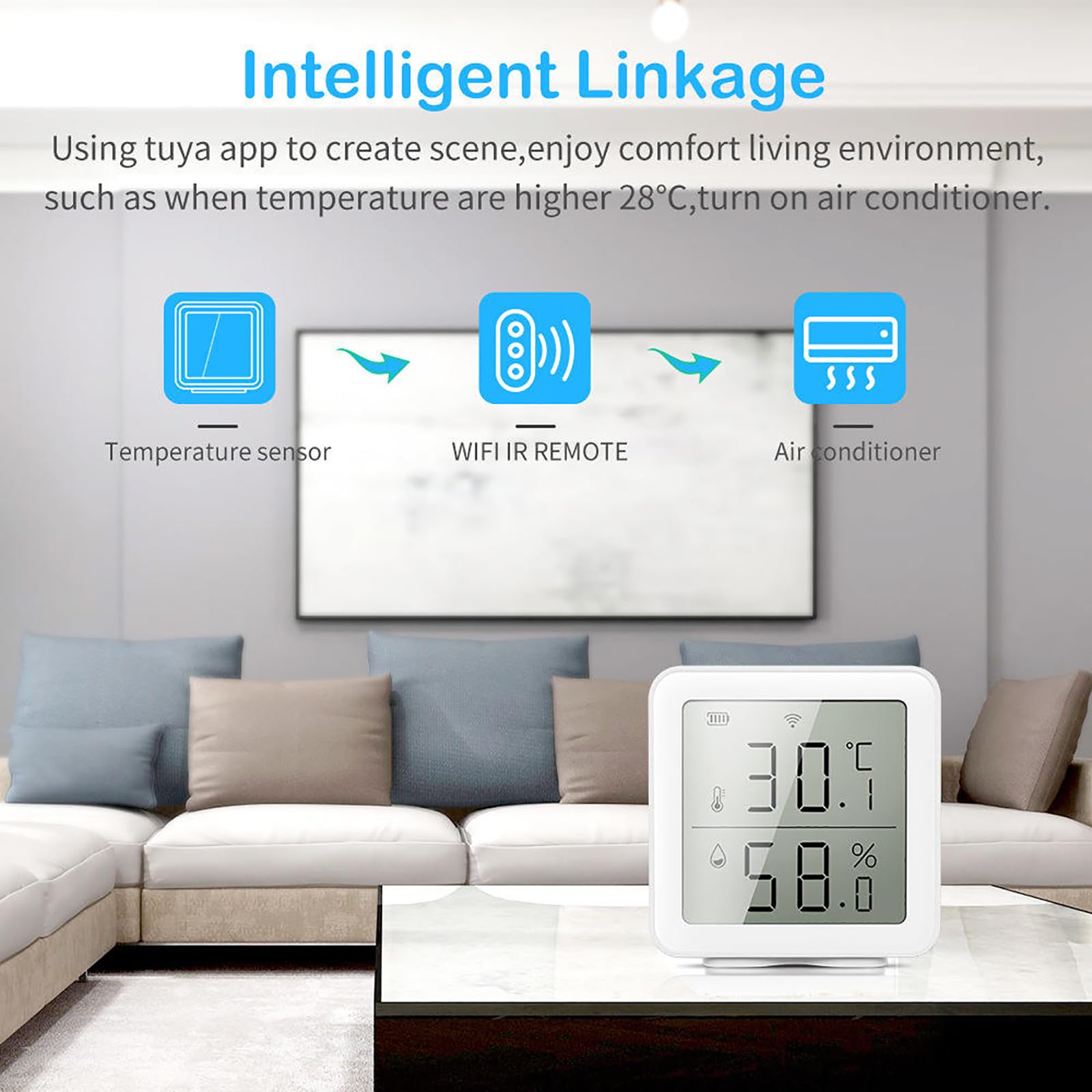 WiFi Thermometer Hygrometer Room, Digital Temperature Humidity Meter with App Notification Alert - Image 3