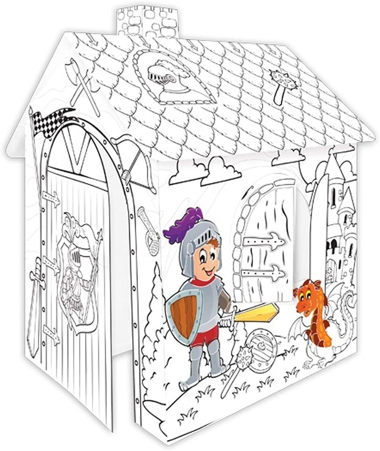 Tiktaktoo Playhouse from Cardboard Knight Pappspielhaus to Paint House Toy Box