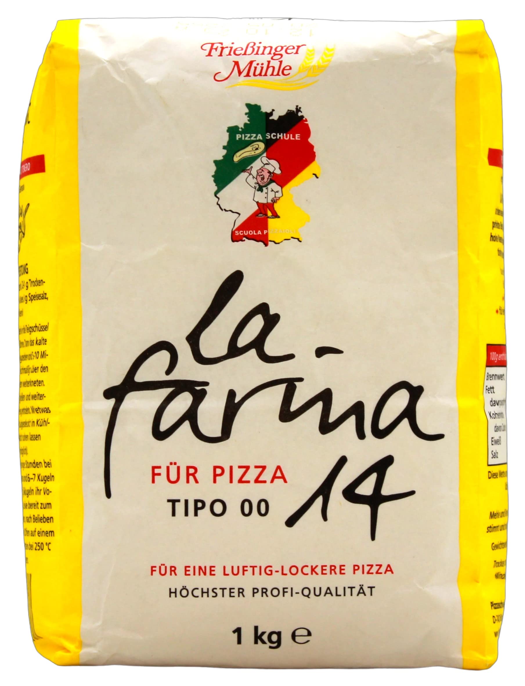 Frießinger Mühle la farina 14 Pizzamehl Typ 00, 10er Pack (10 x 1 kg)