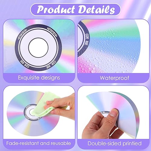 Miniatura 5 de 32 decoraciones de fiesta de los años 90, decoración de pared con diseño de espirales para colgar en CD y disco para fiestas musicales, Y2k, años