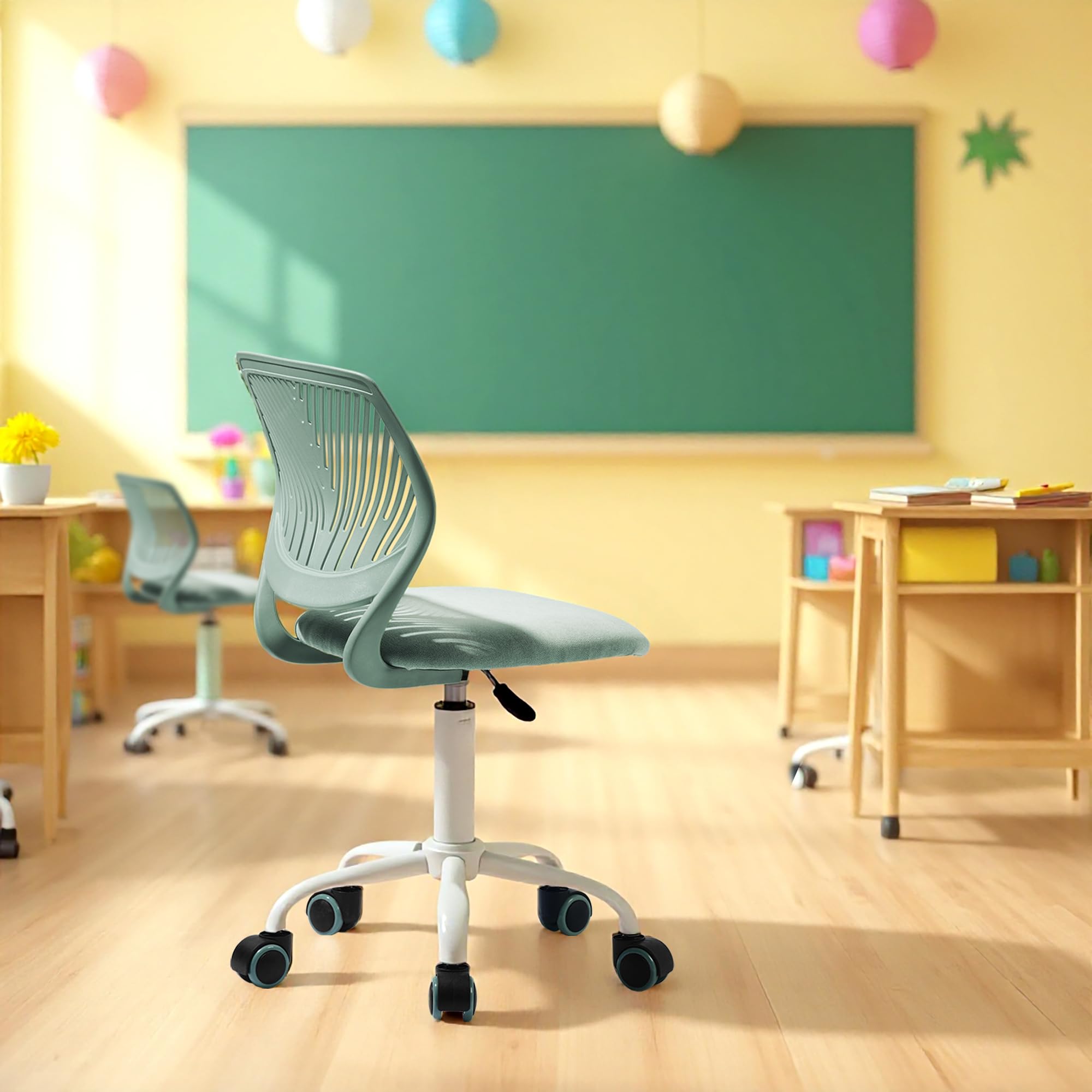 HOMYLIN Chaise de Salle de Classe Pivotante Réglable en Hauteur, Tabouret de Bureau Ergonomique sans Accoudoirs avec Roulettes
