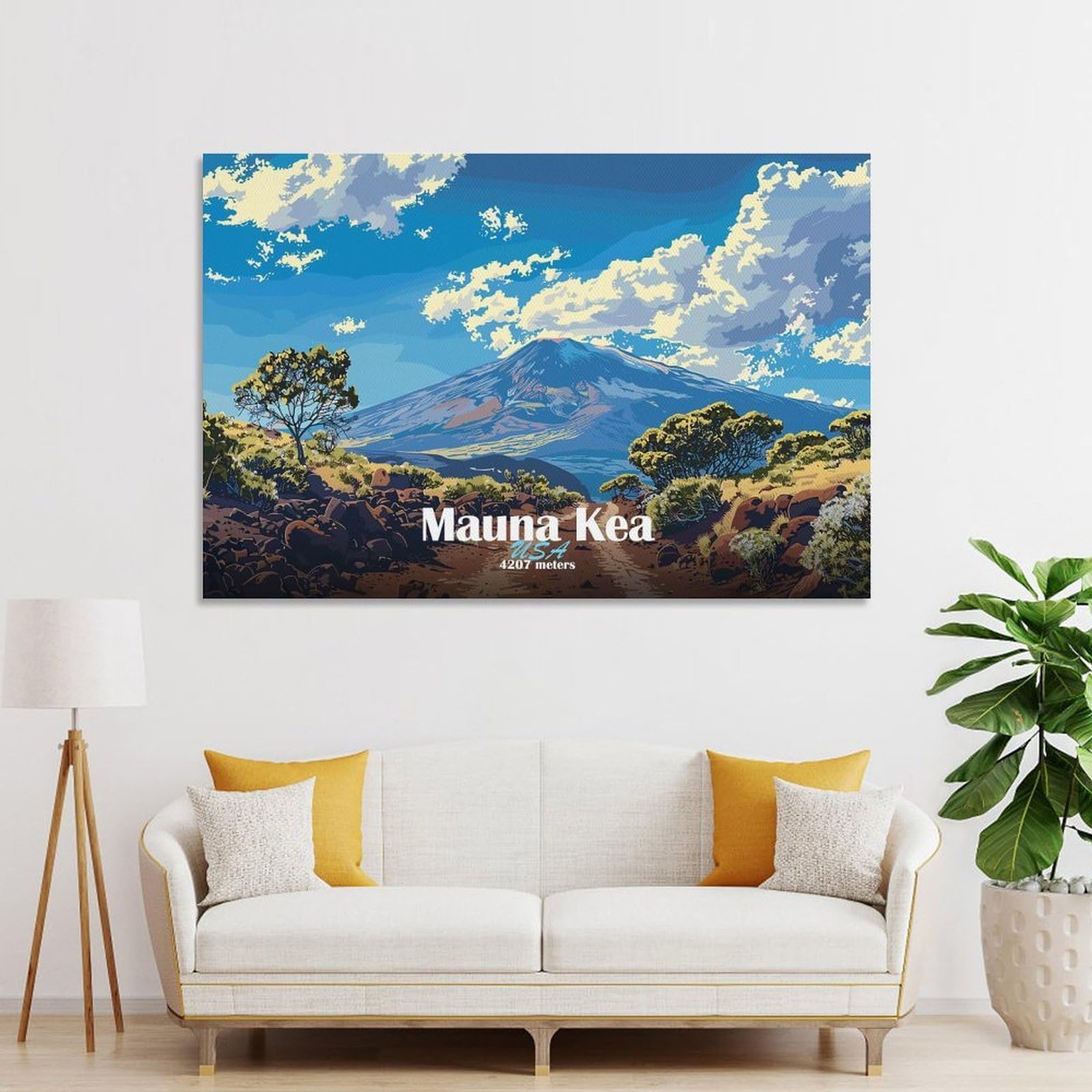 Junmoney Wall Picture Print Mauna Kea Mountain, 20x30inch(50x75cm), for Living Room, Lounge Or Sitting Room, A Home Accent with Warm Character