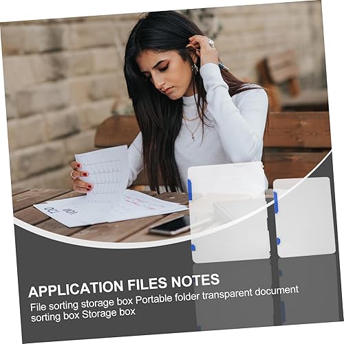 Miniatura 2 de FUNOMOCYA 2 Unids Cajas de almacenamiento de archivos caja de documentos caja de archivos carpeta de plástico contenedor transparente delgado