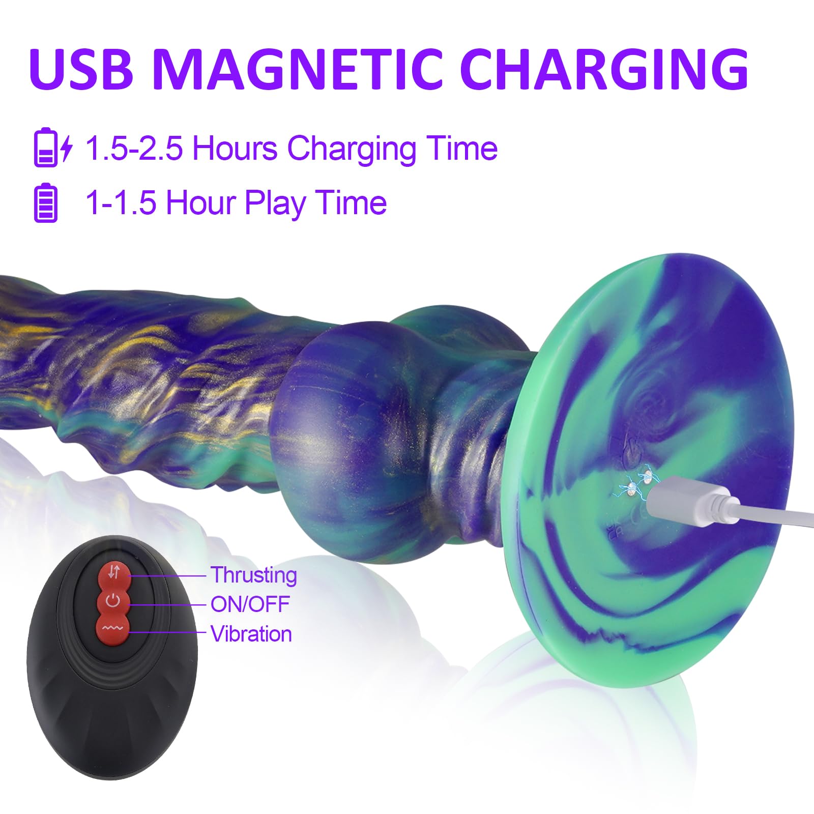 23cm Gode Vibrant Monstre Sex Toys,Godemichets Vibrateur Fantaisie Stimulateur point G,Gros Plug Anal Silicone épais,Masseur de Prostate Vibromasseurs Feminin à Distance et Ventouse pour Femme Homme