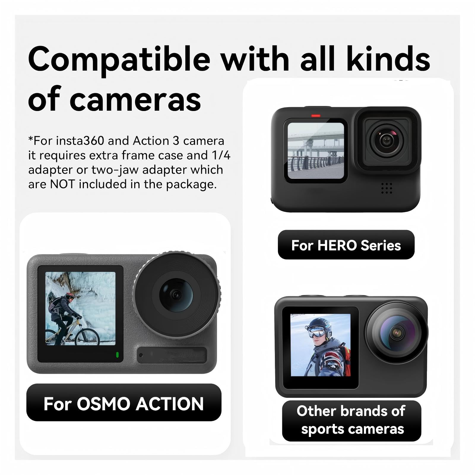 Fixation Mentonnière Gopro Sangle Mentonnière Casque Moto Pour GoPro - Compatible Hero 10/9/8, DJI Osmo, Insta360 Action Cam