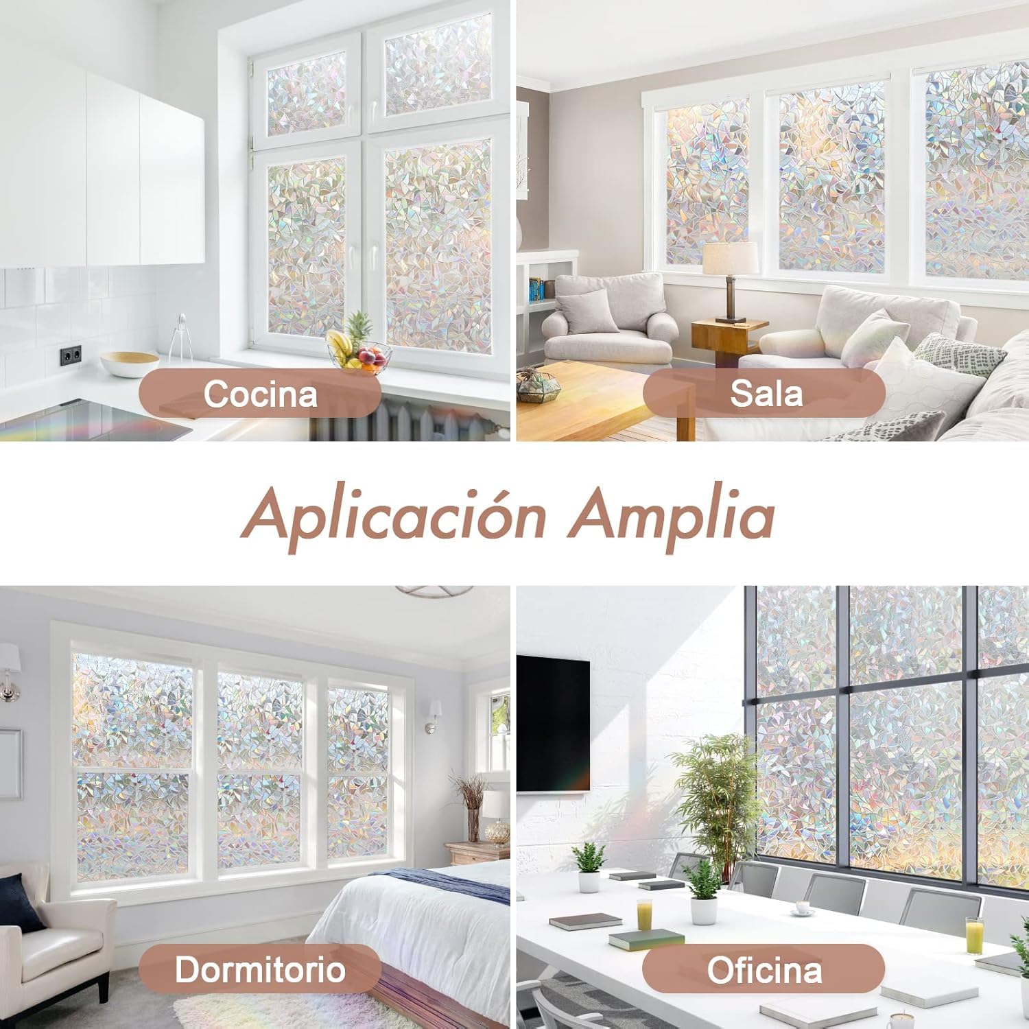 Haton Vinilos para Ventanas de 3D Efecto Semi-Privacidad Sin Pegamento Electrostatica Translucido Anti UV Vinilo para Cristal Decorativo Estático no Adhesivo para Oficina, Hogar 90x400cm