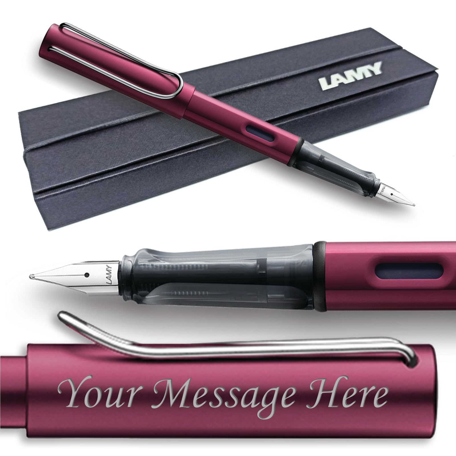 Lamy Al-Star Fountain Pen - Choose Colour/Nib Width (GIFT BOXED) - Engraving Available (Medium Nib, Black-Purple) โ image 1