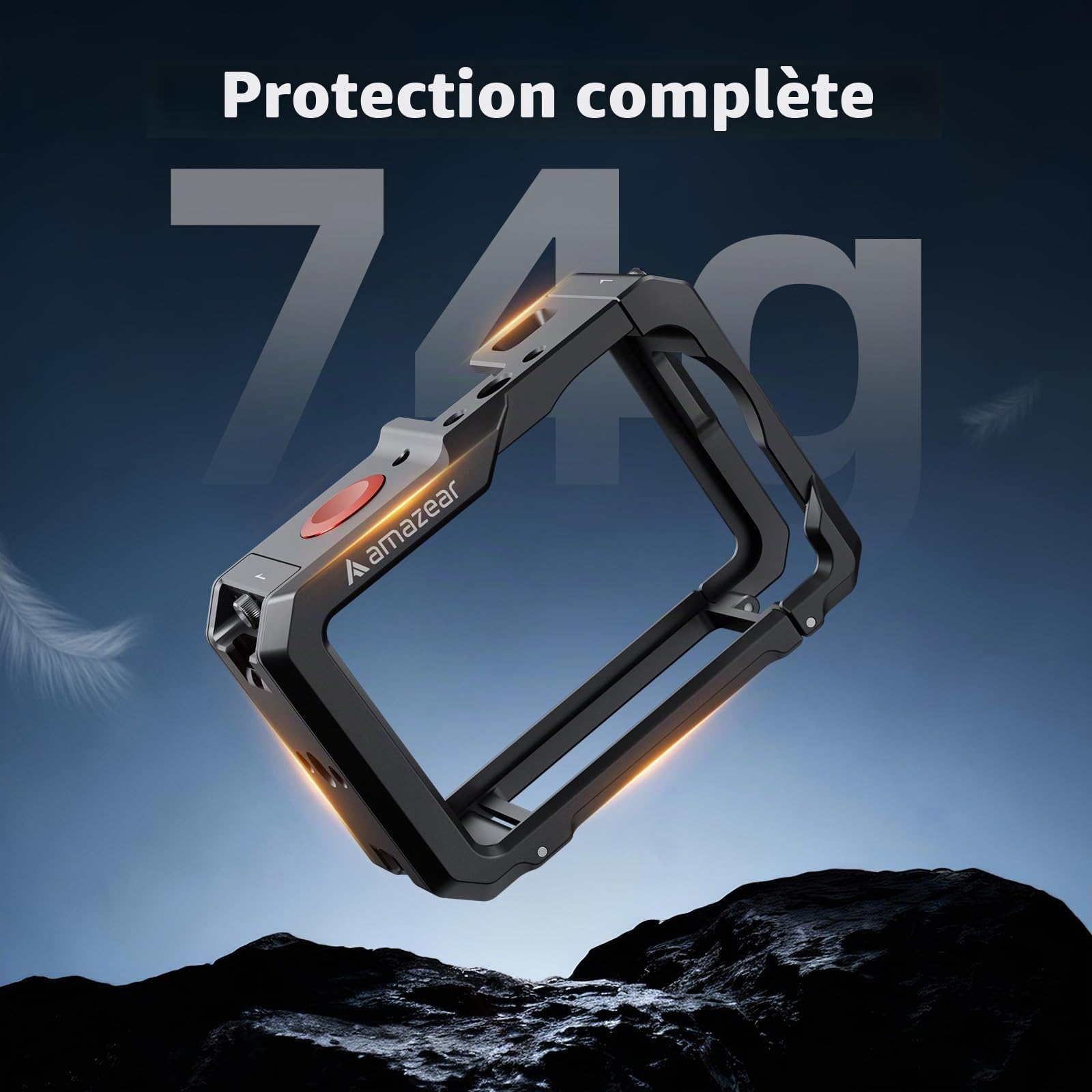 AMAZEAR Cage en Aluminium pour Accessoires DJI Osmo Action 6 Accessoires - Action6 Pro Étui de Protection en métal, Cadre de Protection avec Fixation Rapide, Filetage 1/4" & Cache-Objectifs