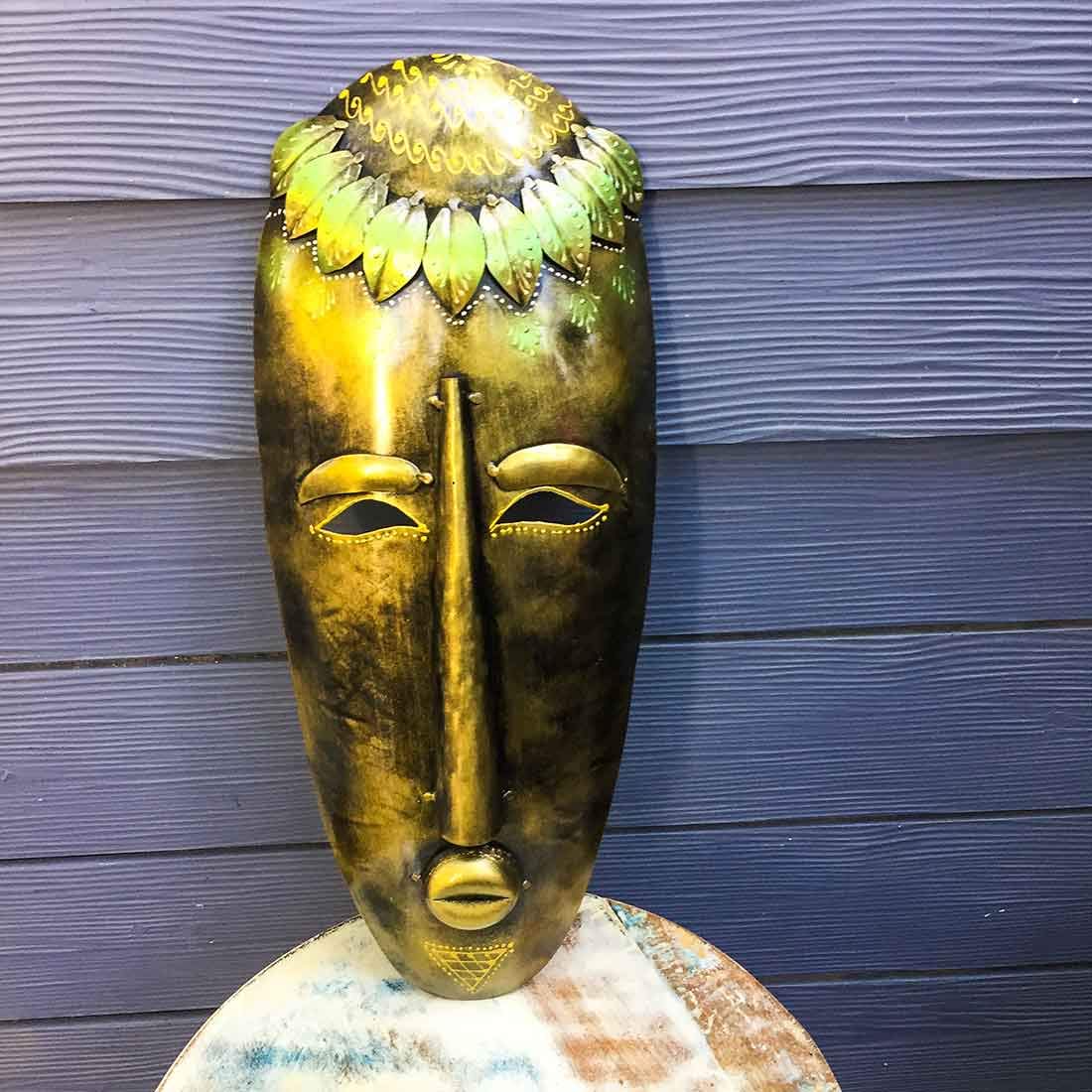 Apka Mart The Online Shop Wall Mask | Decorative Tribal Masks For Home Entrance & Living Room |Man & Woman Metal Face Hanging - For House, Door, Hall-Way, Balcony Decoration - 19 Inch 4