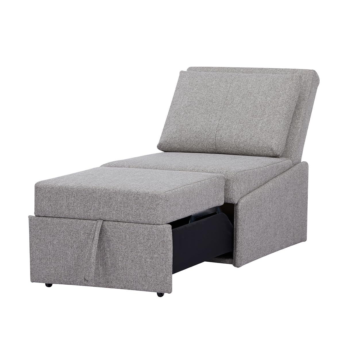EVERGREENWEB - Poltrona Pouf Letto Singolo con Materasso e Cuscino INCLUSO, Prontoletto Salvaspazio Pieghevole, Pouf Poggiapiedi, Ottomano, Comodo Schienale Regolabile e Tasca Laterare | SOFY (Grigio)