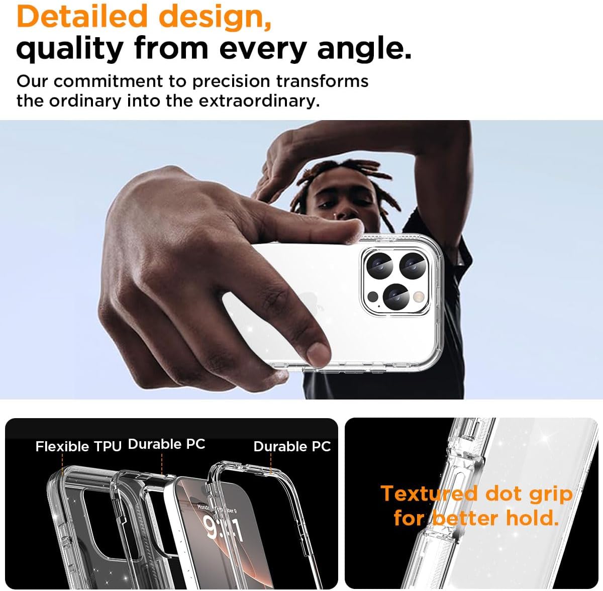 AICase for iPhone 16 Pro Max Case Clear Glitter Bling 3 in 1 Heavy Duty Drop Protection Full Body Rugged Shockproof/Dust Proof 3-Layer Military Protective Tough Durable for iPhone 16 Pro Max 6.9"_3 - Image 3