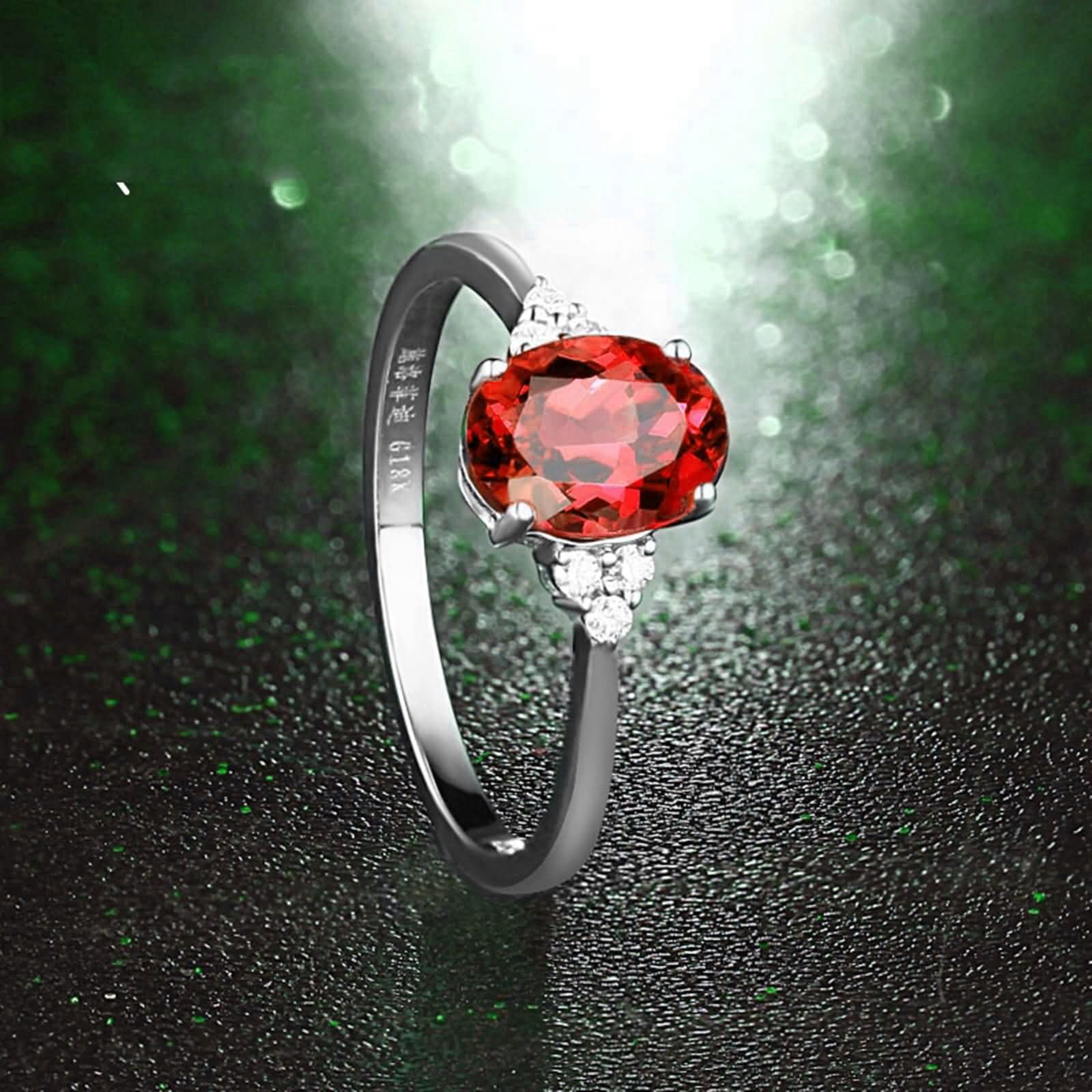 Anello Argento Donna 925,Anelli di Matrimonio 4 Griffe con Semplice Oval Zirconia Cubica Rossa Anelli Donna Fedina Argento