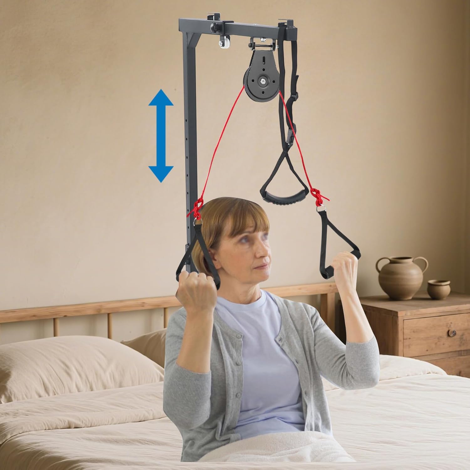 Trapeze Bar, Trapeze Bar for Bed Mobility Aids, Hospital Stand Assist Lift for Elderly Standing Aid Helper (Black)