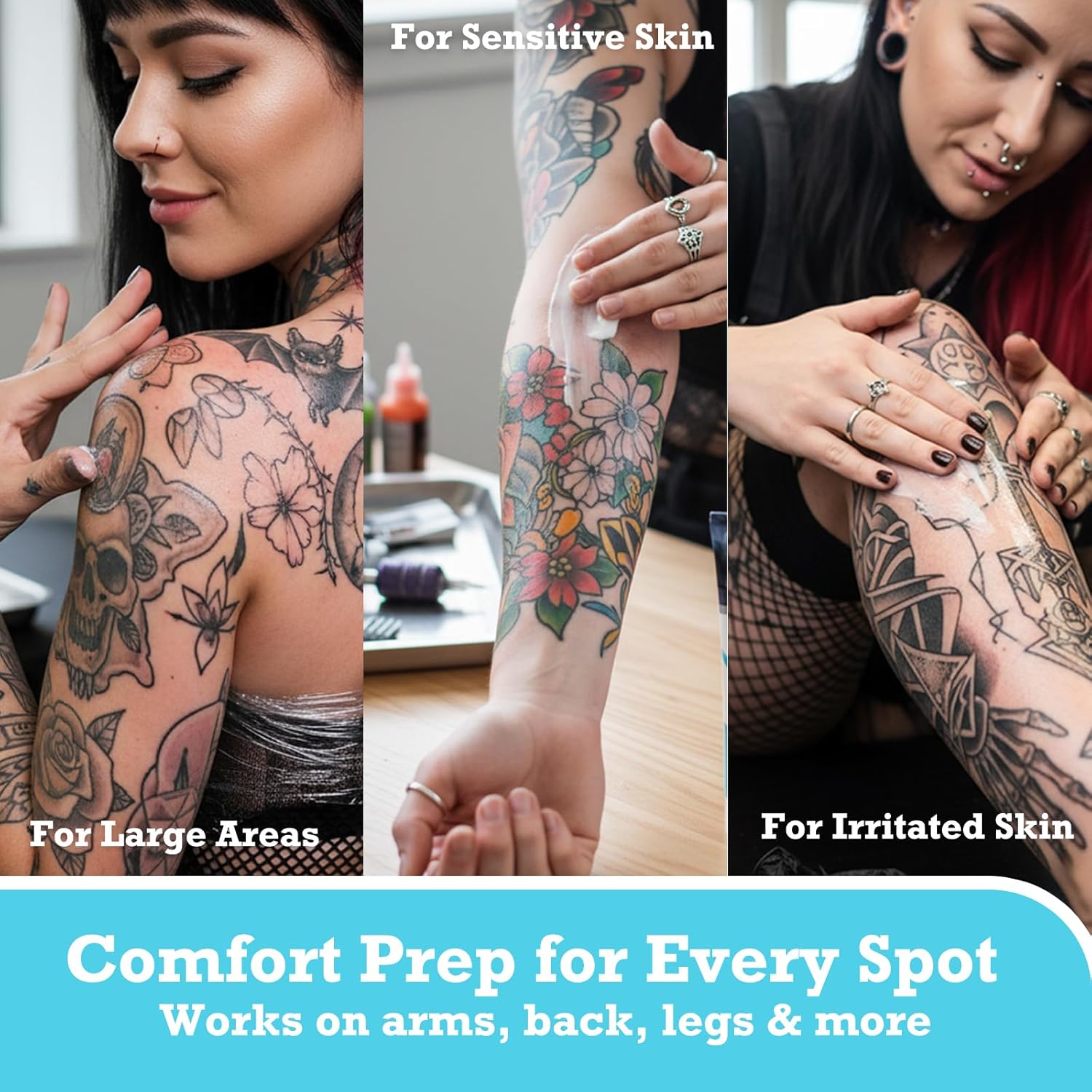 Tattoo & Waxing Prep Comfort Cream – Extra-Comfort, Fast-Absorbing Soothing Formula with Emu Oil for Sensitive Skin – 2.12 fl oz - Image 6