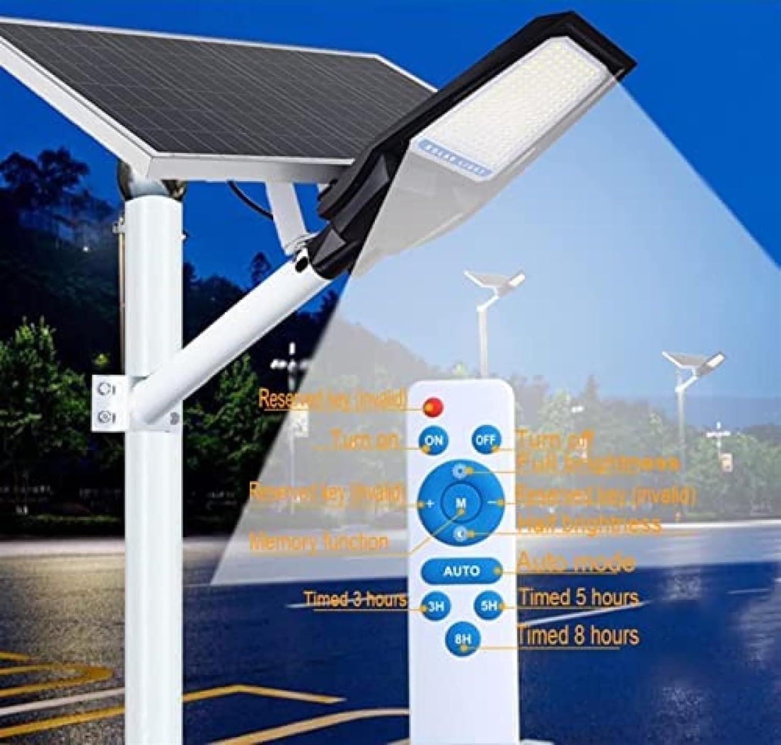 Zewnętrzna lampa solarna do użytku na zewnątrz, solarne światła powodziowe LED na zewnątrz, solarna lampa uliczna od zmierzchu do świtu, lampa solarna z pilotem zdalnego sterowania, na parking, Pathwa
