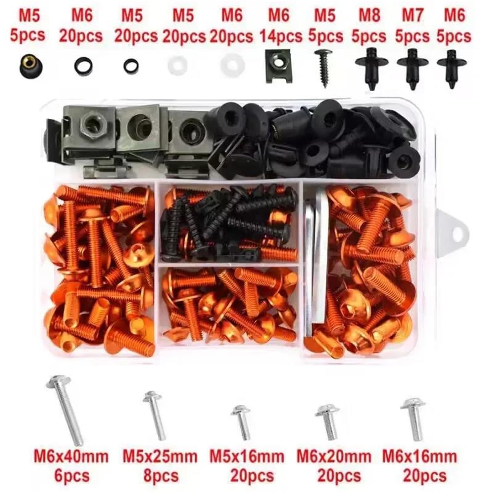 Bulloni Viti per carrozzeria Kit di Bulloni per Carenatura Moto per BMW R1150RT R 1150 RT R 1150RT R1150 RT Viti per Carrozzeria di Fissaggio Kit bulloni carenatura Moto(Arancia)