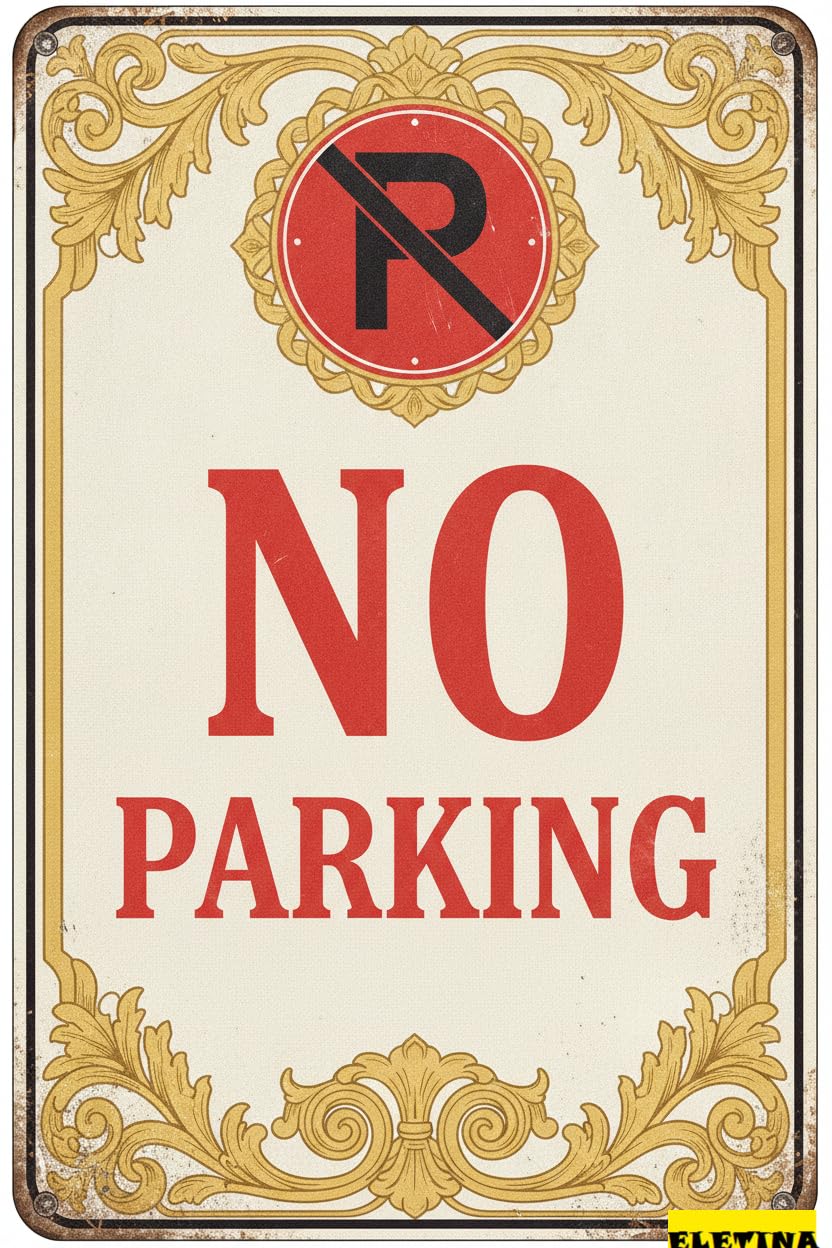 No Parking Metal Tin Warning Sign Driveway Road Street Parking Lot Business Wall Art Decor 8x12in