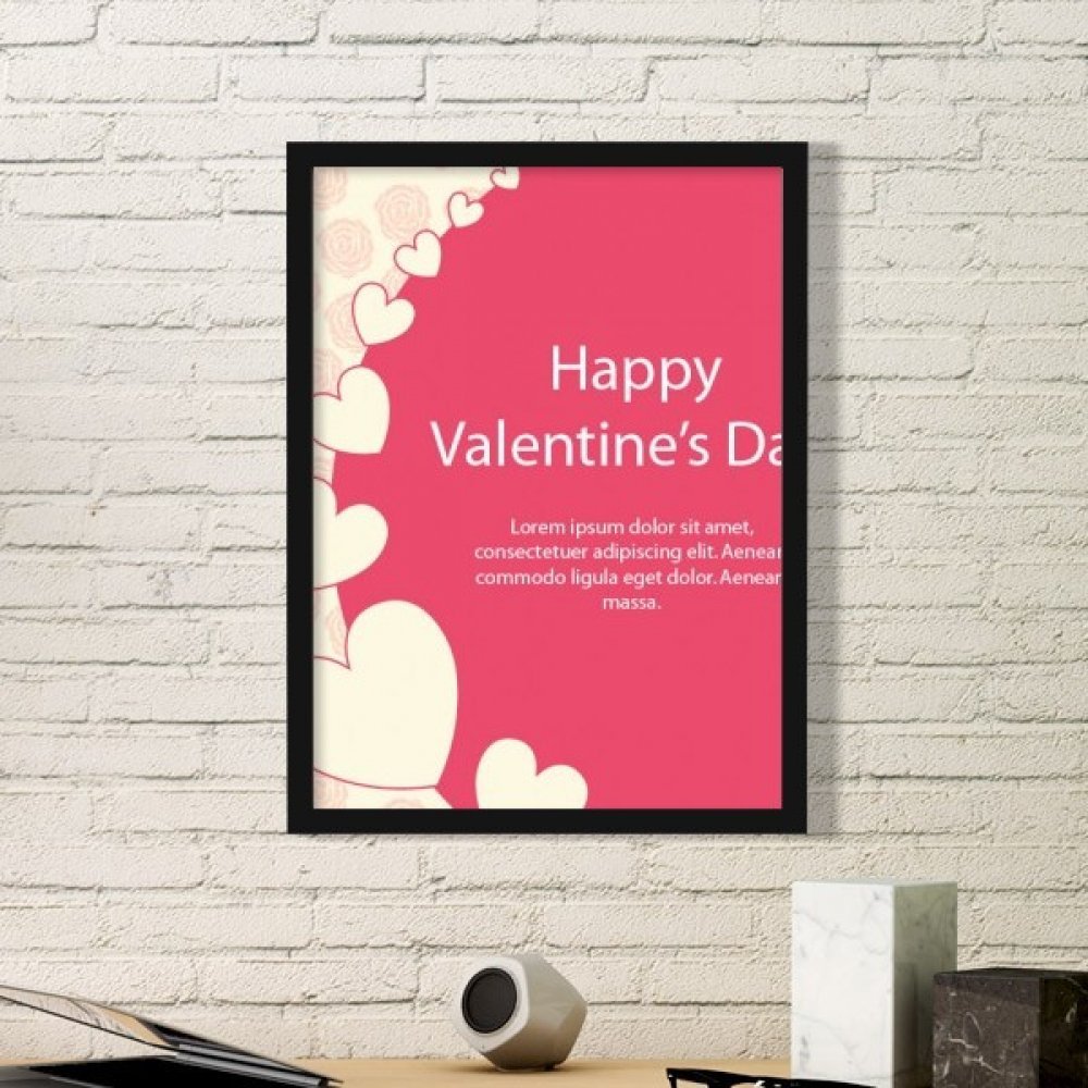 Cadre photo asymétrique rose et blanc pour embellir un mur vide avec un motif de Saint-Valentin
