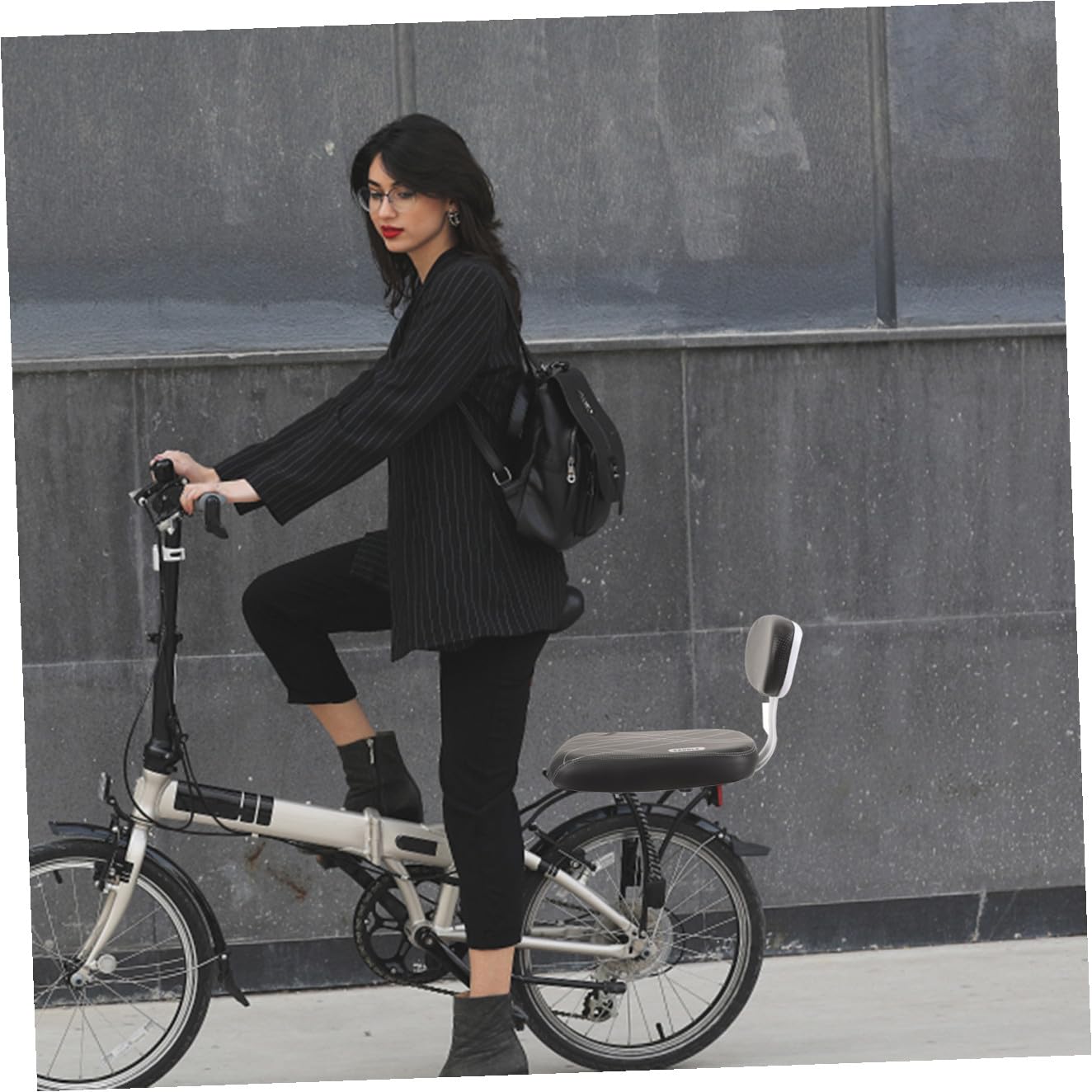 Lurrose Set Cuscino Sella Bici Posteriore Spugna Pelle Metallo | Bici Pieghevole e Bici da Strada, Comfort di Seduta, per Passeggero e Persone