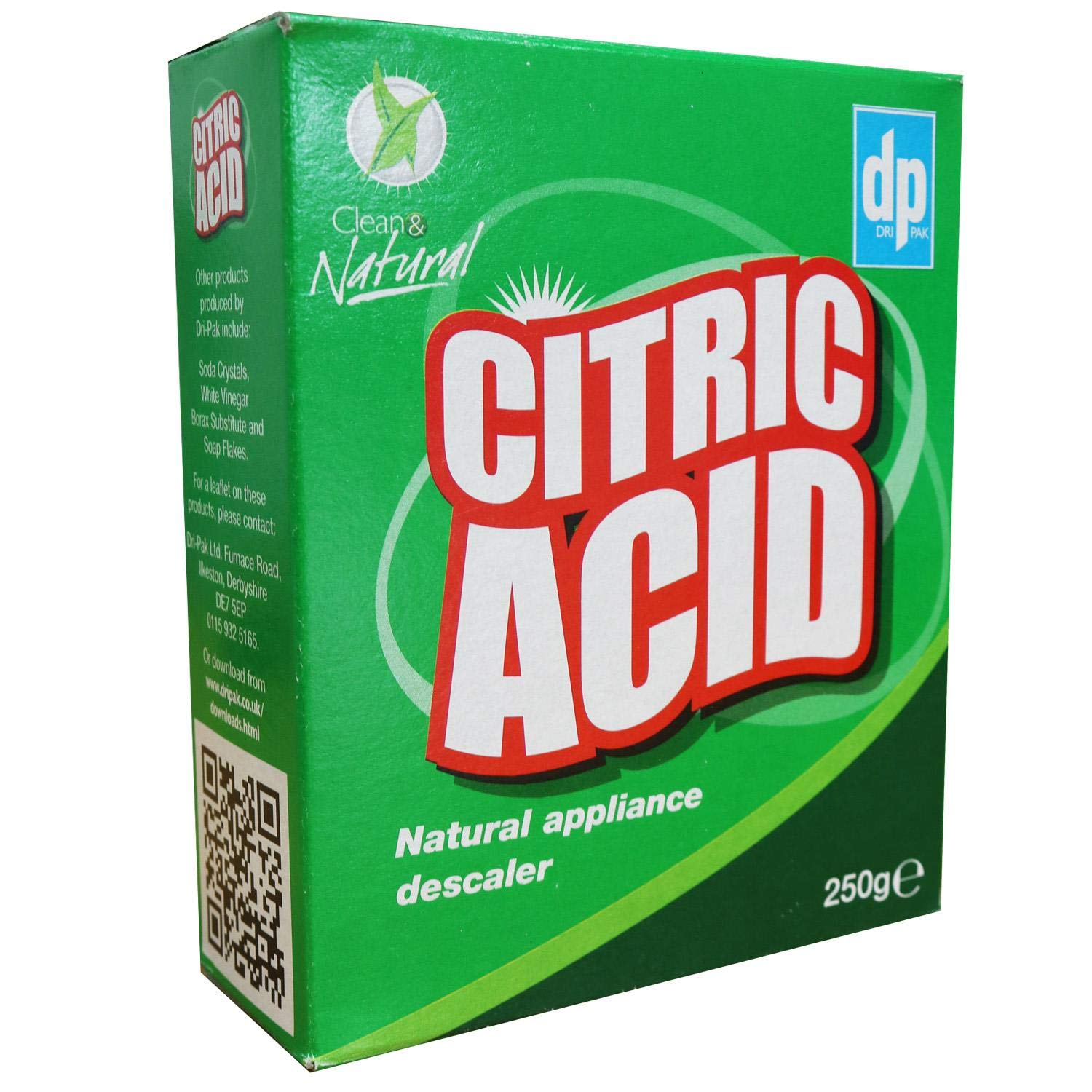 Dri-Pak Citric Acid Natural Appliance Descaler - Limescale Remover – 2 Packs of 250g
