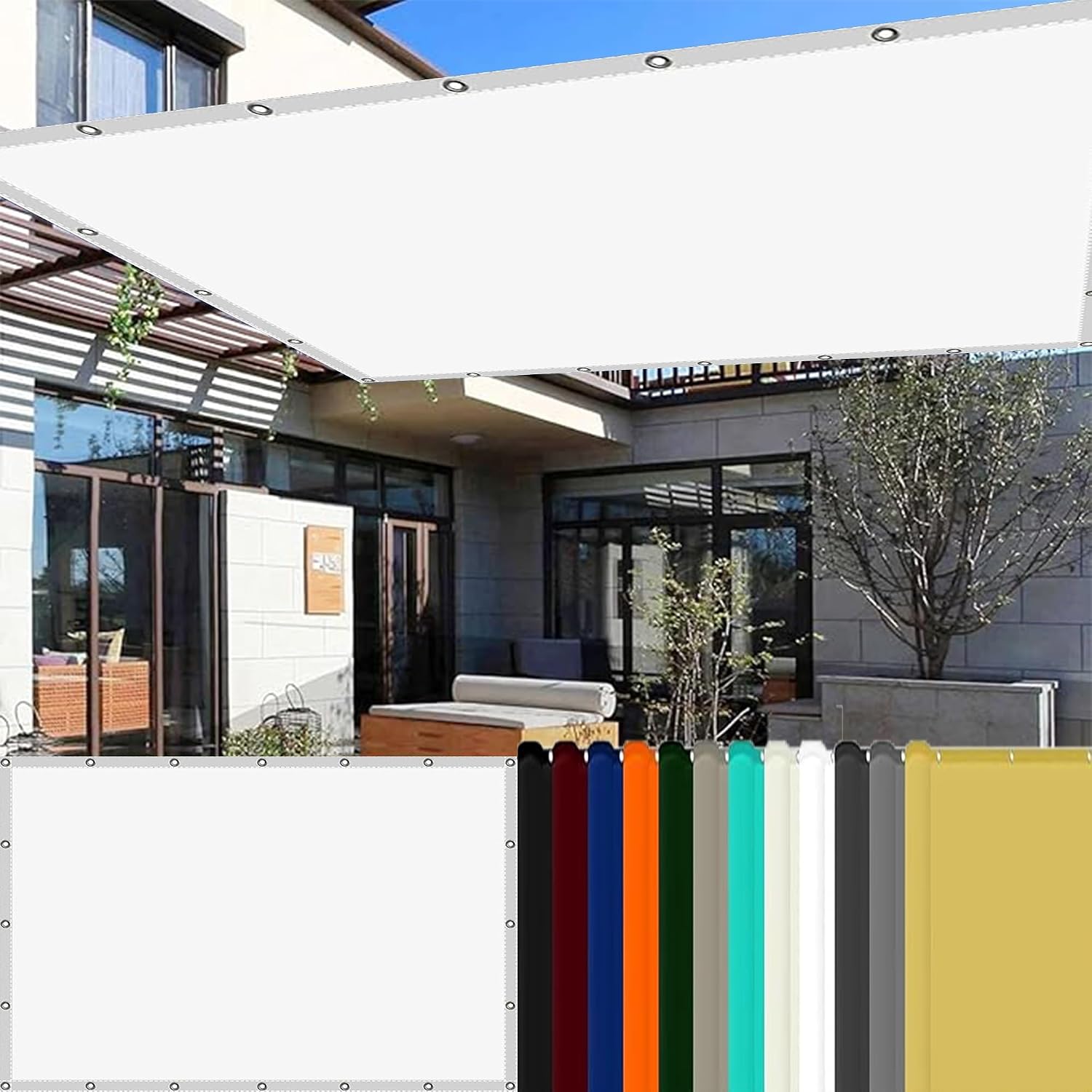 EIDEMED Sonnensegel 1,5x3,8 M – Wasserdicht, UV 98% Schutz, Mit Befestigungs-Kit