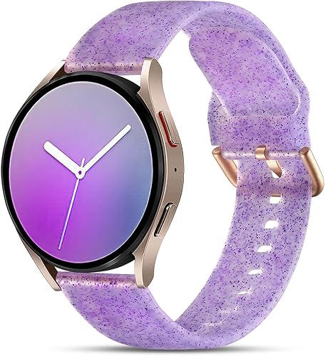 GEAK Compatible con Samsung Galaxy Watch 7 Band/Galaxy Watch 6 Band/Galaxy Watch 5 Band, 20mm Bandas de Silicona Brillantes Relucientes con Púrpura