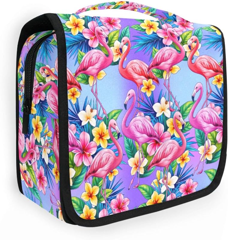 Necessaire suspensa Mnsruu Flamingo 07 com compartimentos e gancho, 1 unidade